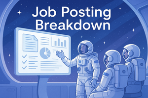 Job Posting Breakdown product image with astronaut presenting to two other astronauts in space